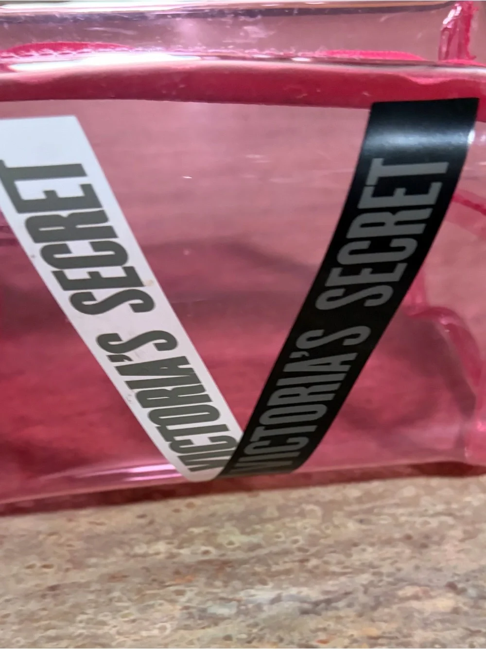 Victoria's Secret Hot Pink Clear Travel Pouch with Logo